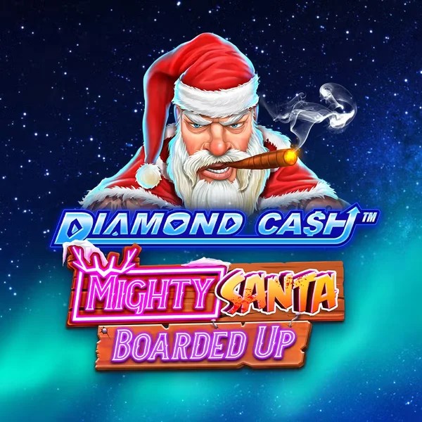 Diamond Cash Mighty Santa Boarded Up slot visual from Greentube available on yoyo-spin.com